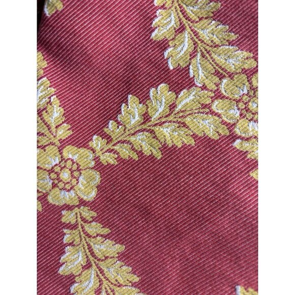 4 Cotton Damask FRETTE Gold Red Colored Cloth Napkins ITALY Leafy Florals - Picture 3 of 8
